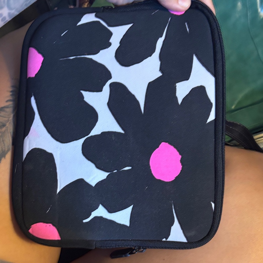 Floral Black and Pink Pouch